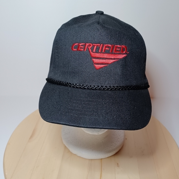 Vtg CERTIFIED Embroidered Black Baseball Cap Hat SnapBack Adult Size - Picture 1 of 6